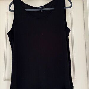 Eileen Fisher Woman Black 100% Silk Scoop Neck Tank Top Plus Size 1X